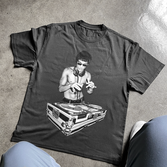 'DJ BRUCE' HEAVYWEIGHT FADED BLACK TEE