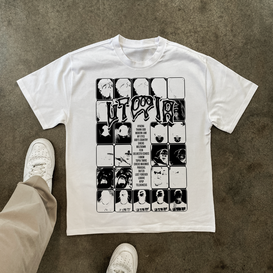 'UTOPIA' TRACKLIST HEAVYWEIGHT WHITE T-SHIRT