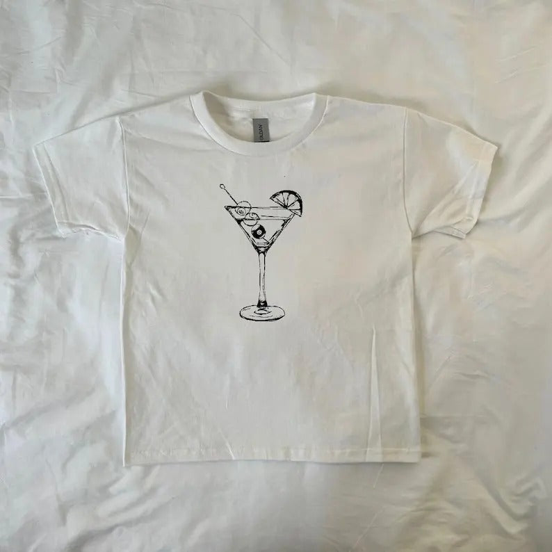 8 Ball Martini Baby Tee, vintage, Pinterest, retro, streetwear, ahs style, 90s style baby tee, downtown girl,