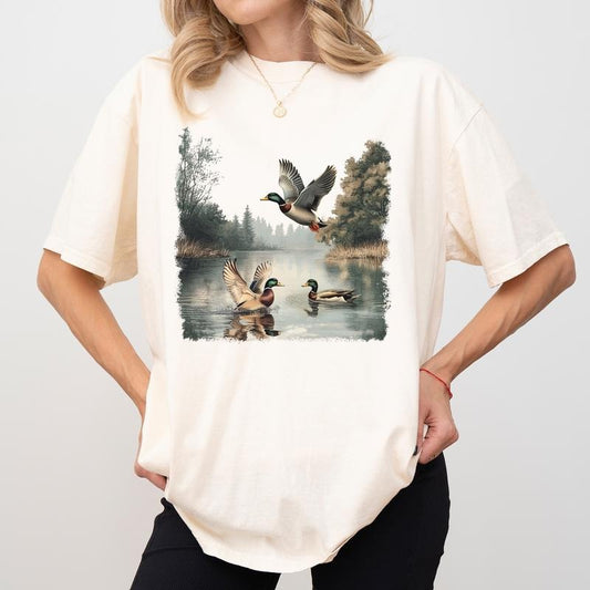 90s Waterfowl Duck Comfort Colors Shirt, Retro Mallard Ducks Graphic Tee, Vintage Duck Lovers Unhinged Tees, Forest Nature T-shirt