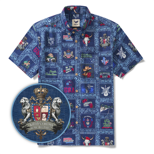 Men's Hawaiian Shirt Short Sleeve Button-down 100% Cotton White Aloha American Style