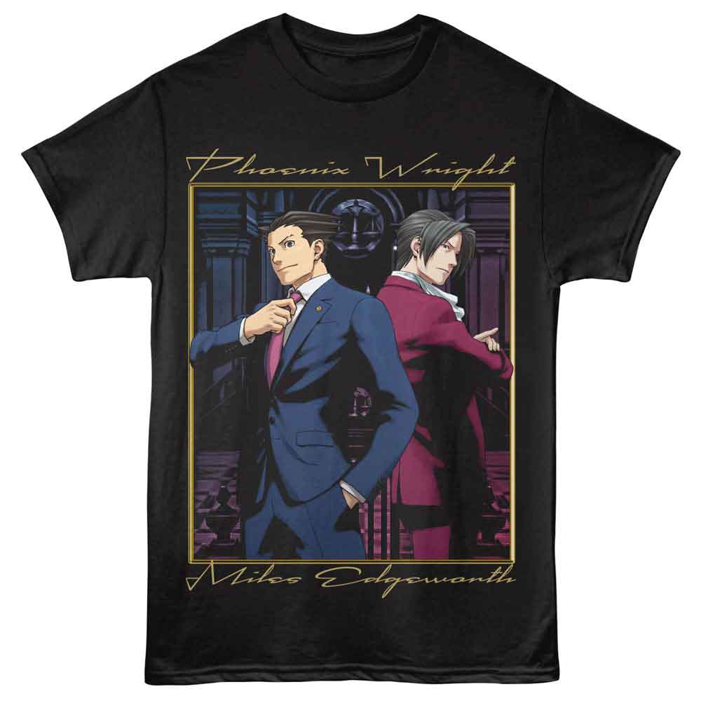 Ace Attorney - Wright And Edgeworth - American Classics - Black Solid Adult Short Sleeve T-Shirt