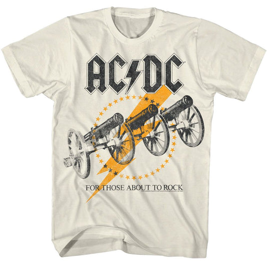 ACDC - Flashy Cannons - American Classics - Solid Off-White Adult Short Sleeve T-Shirt