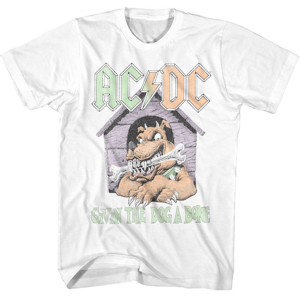 ACDC - Givin The Dog A Bone - American Classics - Solid White Adult Short Sleeve T-Shirt