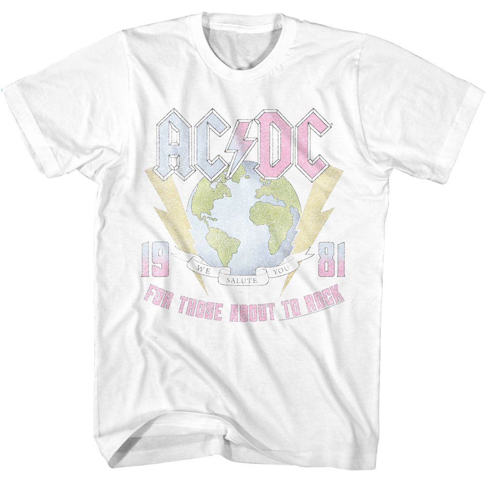 ACDC - Earth For Those About To Rock - American Classics - Solid White Adult Short Sleeve T-Shirt