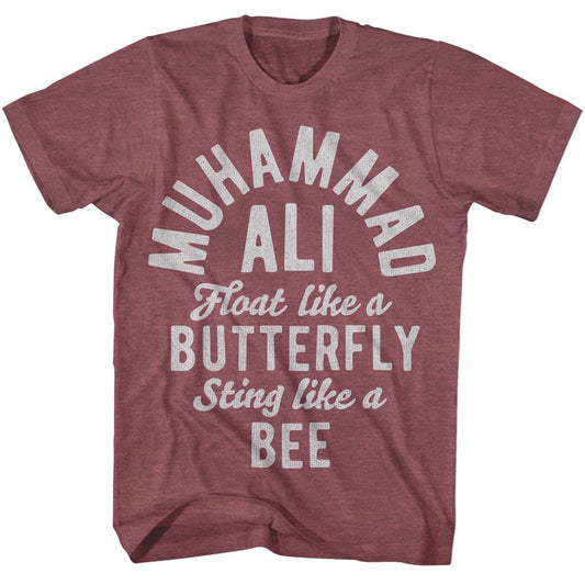 Muhammad Ali - Butterfly Bee - American Classics - Solid Red Adult Short Sleeve T-Shirt