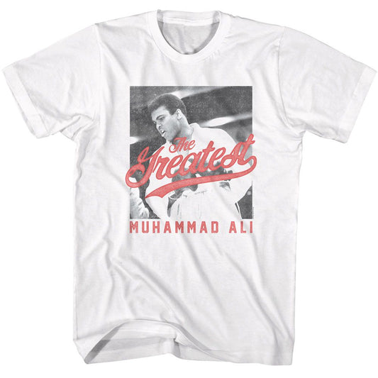 Muhammad Ali - The Greatest Black & White - American Classics - Solid White Adult Short Sleeve T-Shirt