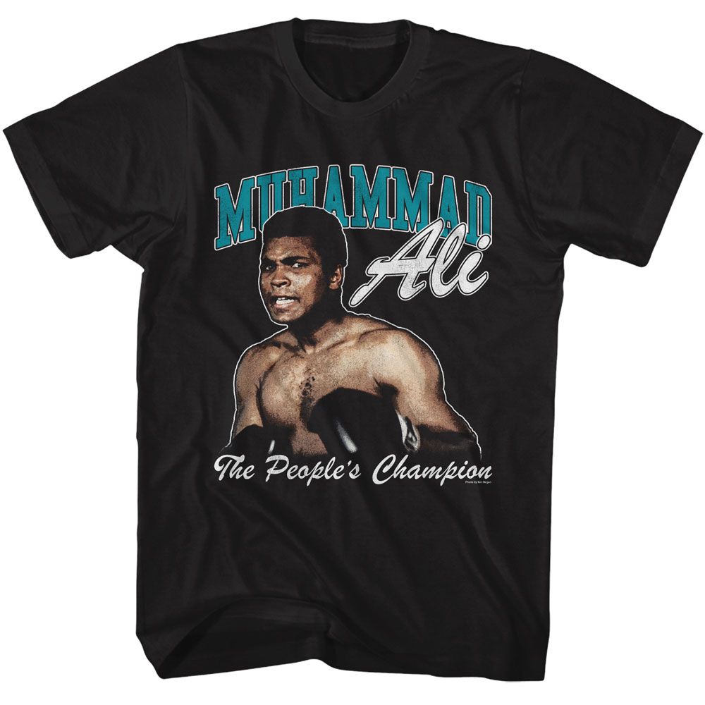 Muhammad Ali - The Peoples Champ - American Classics - Solid Black Adult Short Sleeve T-Shirt