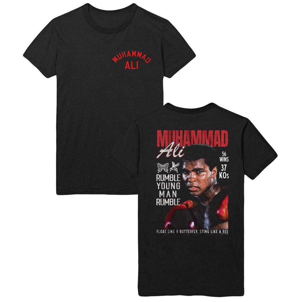 Muhammad Ali - Rumble Young Man - American Classics - Solid Black Adult Short Sleeve T-Shirt