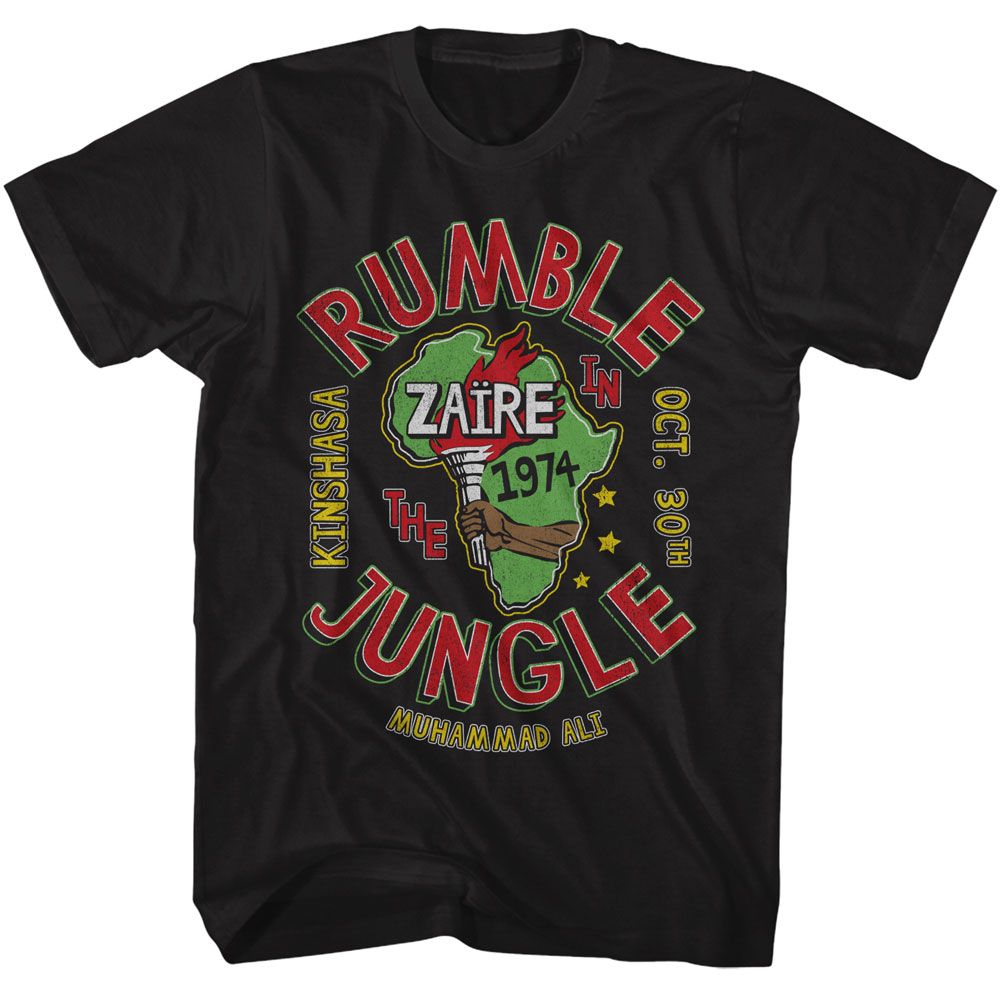 Muhammad Ali - Rumble In The Jungle 74 - American Classics - Solid Black Adult Short Sleeve T-Shirt