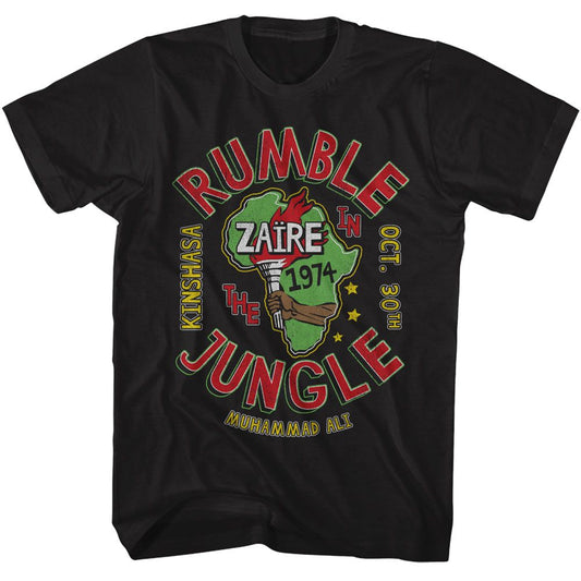 Muhammad Ali - Rumble In The Jungle 74 - American Classics - Solid Black Adult Short Sleeve T-Shirt