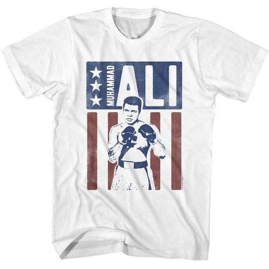 Muhammad Ali - Flag - American Classics - White Adult Short Sleeve T-Shirt