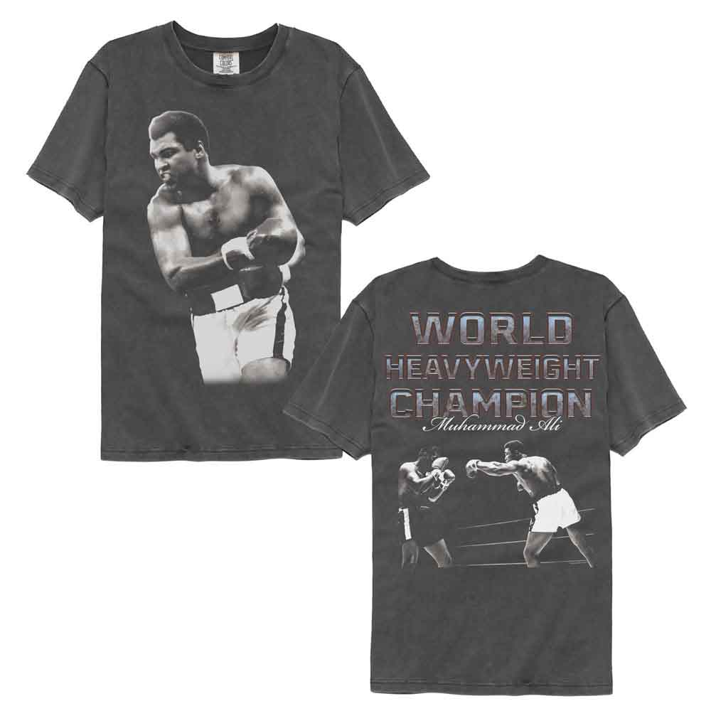Muhammad Ali - World Champ Shadows - American Classics - Gray Solid Adult Short Sleeve Comfort Color T-Shirt