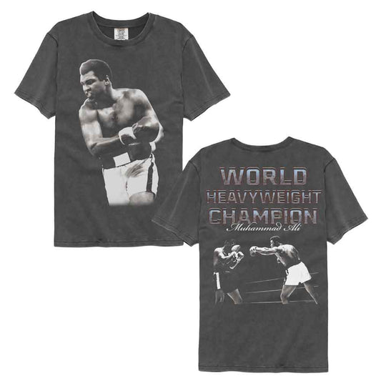 Muhammad Ali - World Champ Shadows - American Classics - Gray Solid Adult Short Sleeve Comfort Color T-Shirt