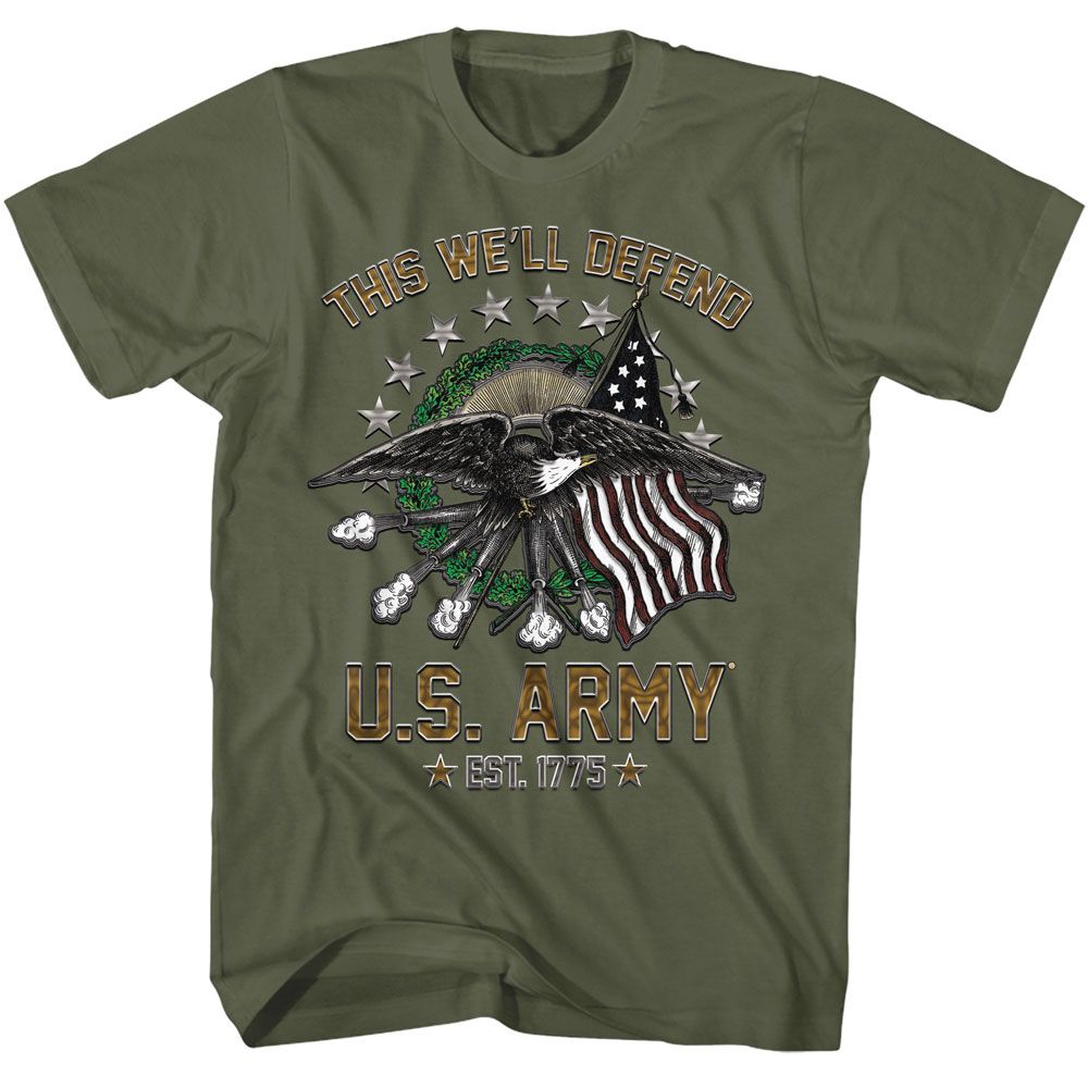 US Army - This We Will Defend - American Classics - Solid Green Adult Short Sleeve T-Shirt