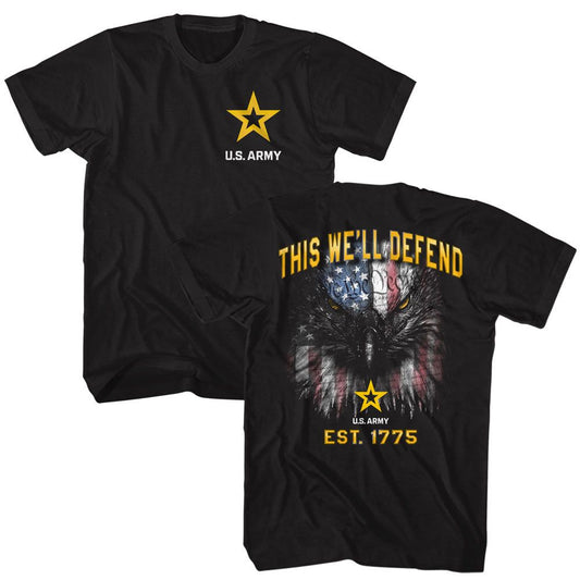 US Army - Well Defend - American Classics - Solid Black Adult Short Sleeve T-Shirt