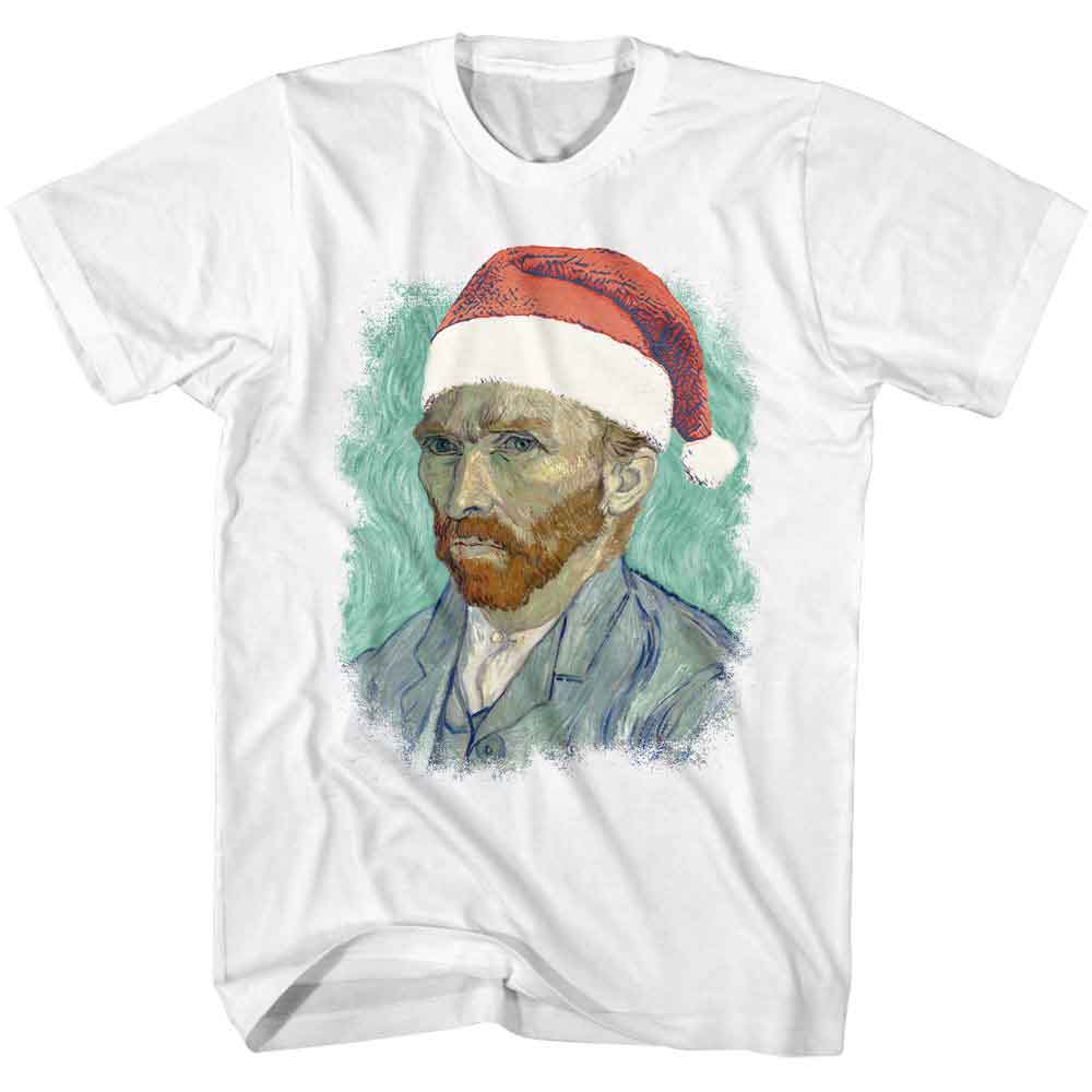 Art Gallery - Van Gogh In Santa Hat - American Classics - Solid White Adult Short Sleeve T-Shirt
