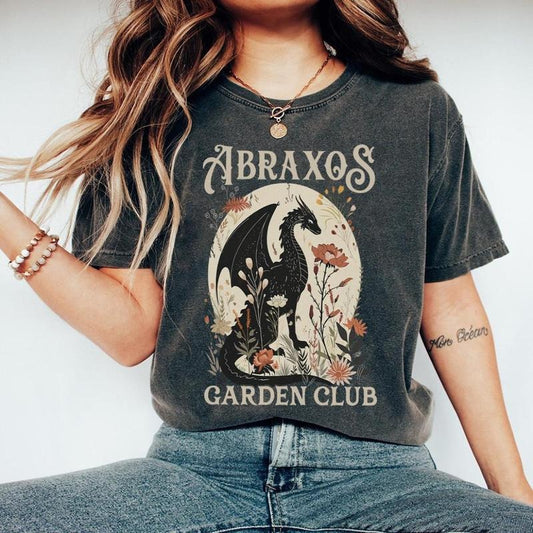 Abraxos Flower Garden Club T-Shirt, Throne of Glass Floral Design, Fantasy Book Lover PNG, Bookish Aesthetic Tee, Trendy Outfits