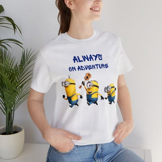 Adventure Vibes: Unisex Minion Memes T-Shirts, Despicable Me, Birthday gift, Valentine gift, teenage tee, funny cartoon, minion love