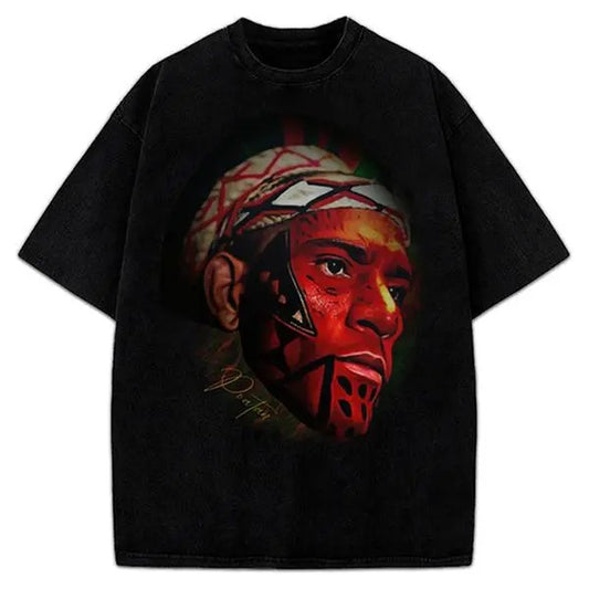 Alex Pereira Poatan Painted Face Portrait Vintage MMA Graphic Design T-Shirt Cotton Menswear