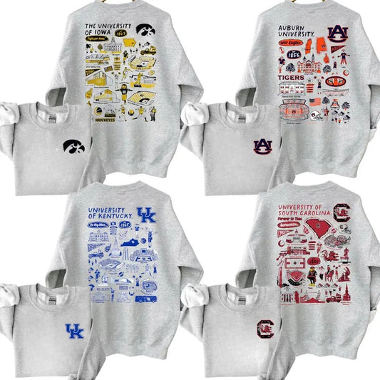 All Team Football Sketched Artwork Graphic Sweatshirt, Football Thowback Vintage All Team For Fans, Gift For Fan vintage  clothing graphic  hoodies