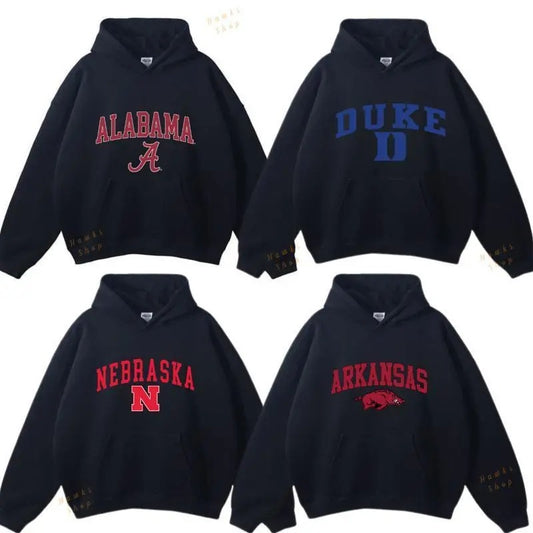 All Teams NCAA Collection Unisex Crewneck Black Hoodie, Graphic Team Collection Hoodie, Gift For NCAA Fans, Cotton Casual For Sport Fan men's  sweatshirts vintage  clothing