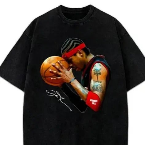 Allen Iverson The Answer Sixers 90's Basketball Vintage Streetwear Style T-Shirt basketball clothing Menswear Top