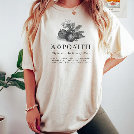Aphrodite T-Shirt Goddess Of Love Mythology Shirt Mystical Shirt Greek Goddess Light Academia Shirt Cottagecore Shirt