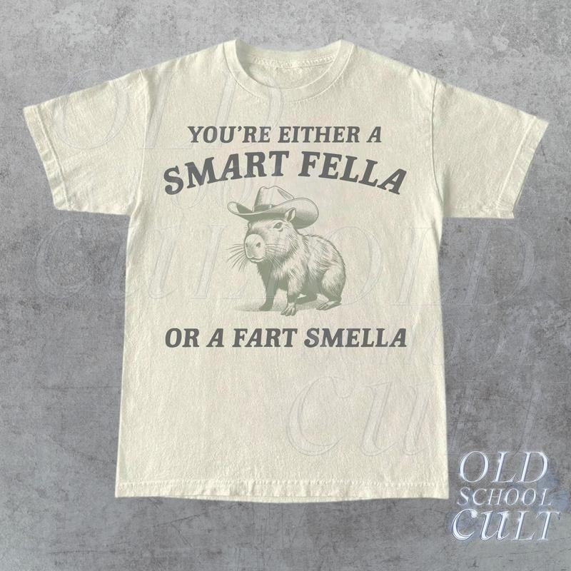 Are You A Smart Fella Or Fart Smella Vintage Style Shirt, Retro Cartoon T Shirt, Weird T Shirt, Meme T Shirt, Cabybara Shirt, Relaxed  T-shirt, sweater and Hoodie