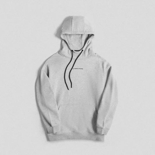 Ascend Mockneck Hoodie - Heather Gray, Thermal Performance Fabric Blend, Gymreapers Logo, Branded Drawcords Fleece Menswear