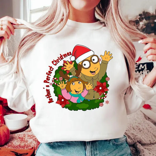 Athur And Dw Arthur's Perfect Christmas Shirt Cartoon Xmas Shirt Children's Books Teacher Shirt Teacher Christmas Shirt Book Lover Shirt