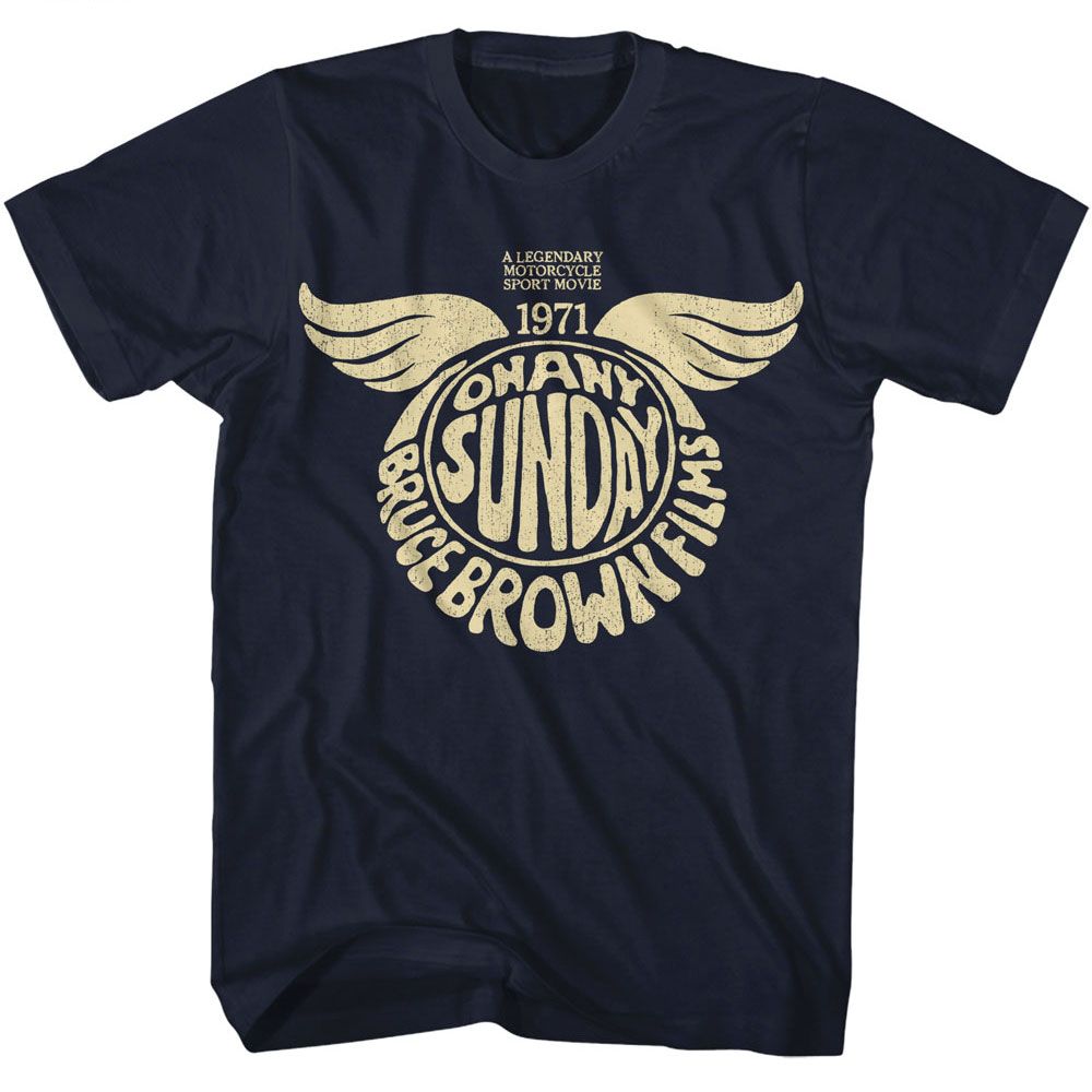 Bruce Brown Films - On Any Sunday 1971 - American Classics - Solid Blue Adult Short Sleeve T-Shirt