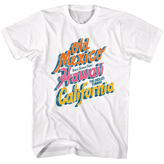 Bruce Brown Films - Summer Locations - American Classics - Solid White Adult Short Sleeve T-Shirt