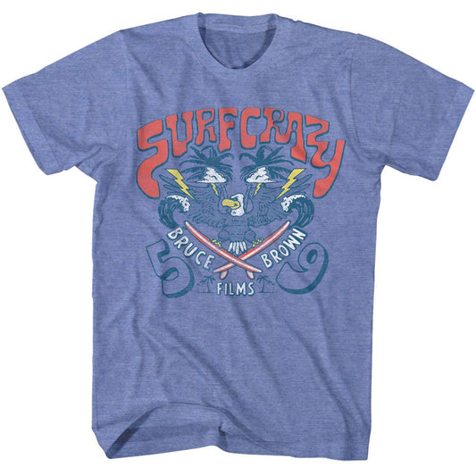 Bruce Brown Films - Surf Crazy 59 - American Classics - Heather Blue Adult Short Sleeve T-Shirt