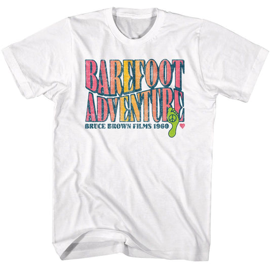 Bruce Brown Films - Barefoot - American Classics - Solid White Adult Short Sleeve T-Shirt