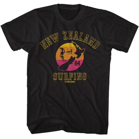 Bruce Brown Films - New Zealand Surfing - American Classics - Solid Black Adult Short Sleeve T-Shirt
