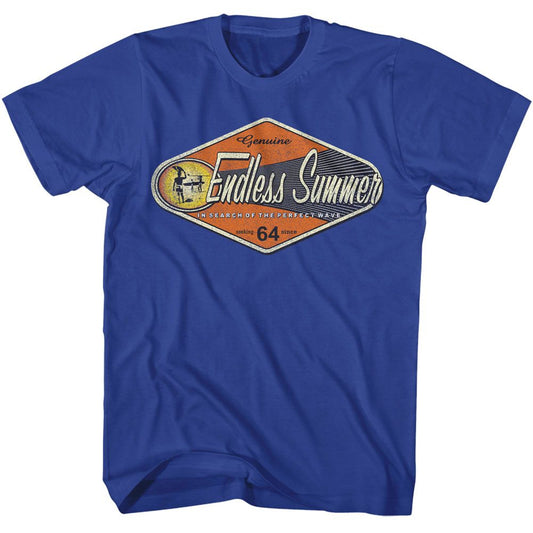 Bruce Brown Films - Genuine Endless Summer - American Classics - Solid Blue Adult Short Sleeve T-Shirt