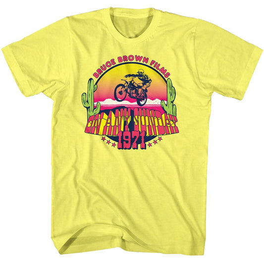 Bruce Brown Films - Colorful And Sunday - American Classics - Heather Yellow Adult Short Sleeve T-Shirt