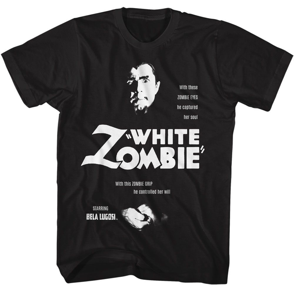 Bela Lugosi - White Zombie 1C - American Classics - Solid Black Adult Short Sleeve T-Shirt