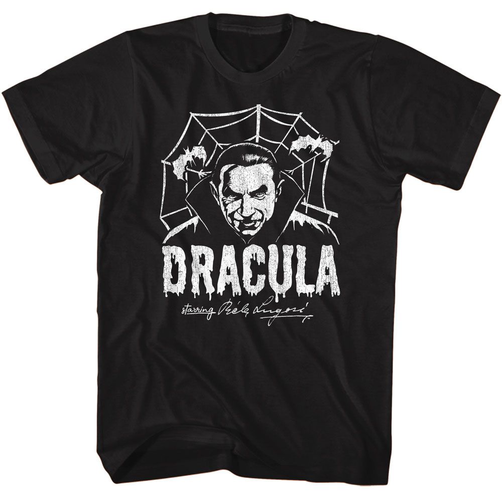 Bela Lugosi - Creepy Web Monochrome - American Classics - Solid Black Adult Short Sleeve T-Shirt