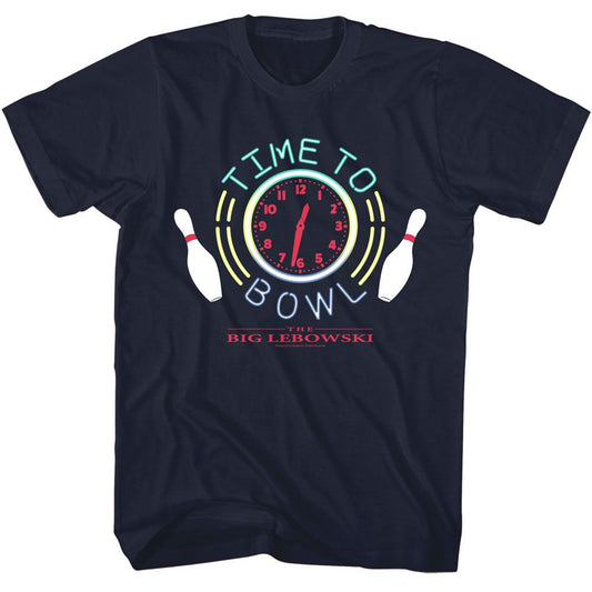 The Big Lebowski - Time To Bowl - American Classics - Solid Blue Adult Short Sleeve T-Shirt
