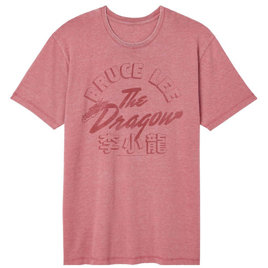 Bruce Lee - Dragon - American Classics - Solid Red Adult Short Sleeve Vintage Wash T-Shirt