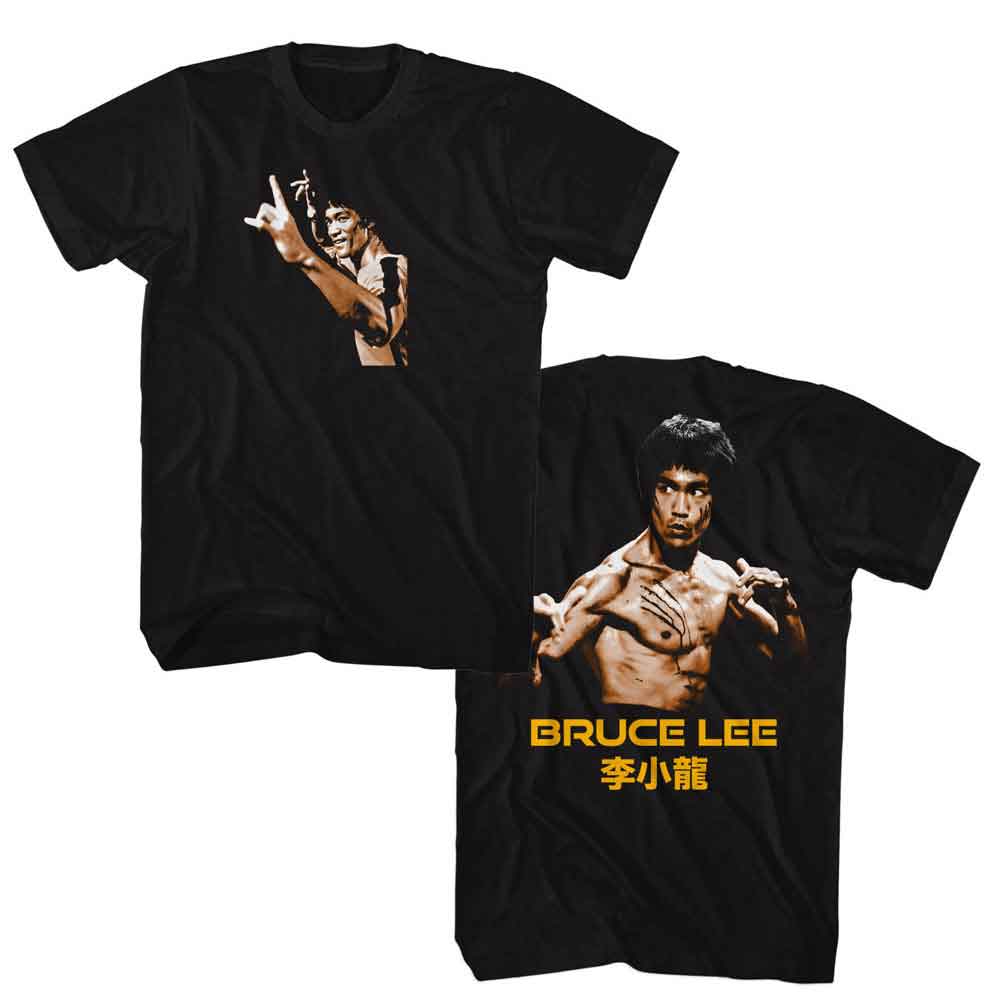 Bruce Lee - Fighting Stance - American Classics - Solid Black Adult Short Sleeve T-Shirt
