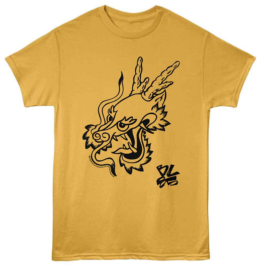 Bruce Lee - 85th Anniversary Dragon - American Classics - Orange Front Print Adult Short Sleeve T-Shirt