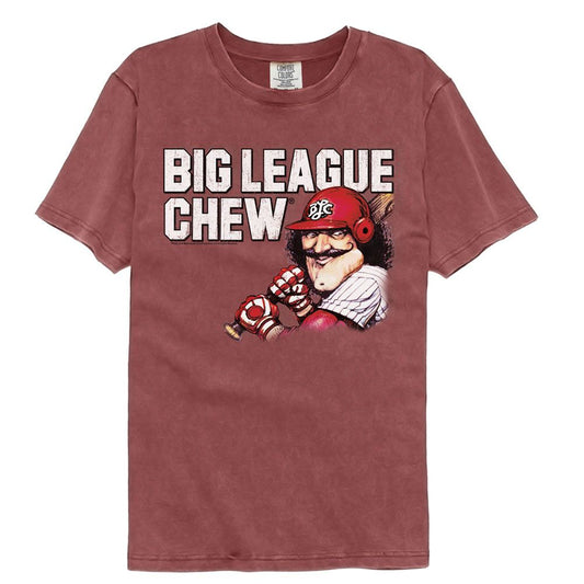 Big League Chew - Vintage Moustache - American Classics - Solid Red Adult Short Sleeve Comfort Color T-Shirt