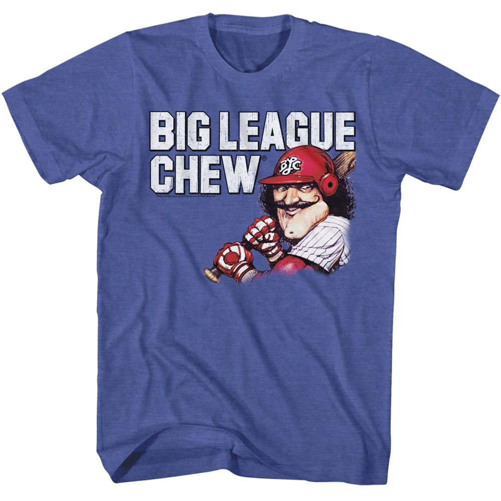 Big League Chew - Vintage Moustache - American Classics - Heather Blue Adult Short Sleeve T-Shirt