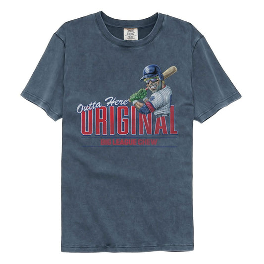 Big League Chew - Outta Here Original - American Classics - Solid Blue Adult Short Sleeve Comfort Color T-Shirt