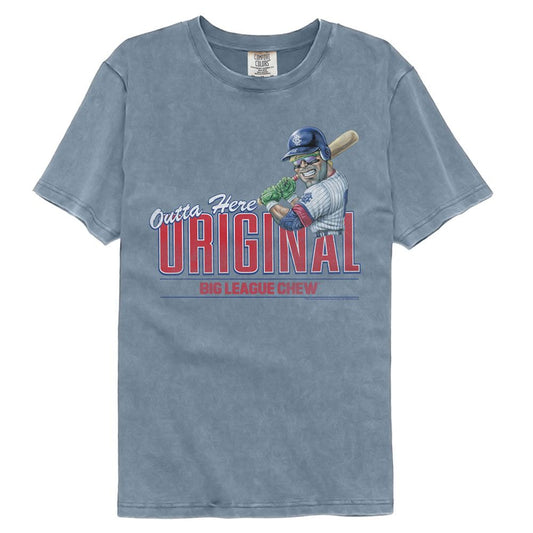 Big League Chew - Outta Here Original - American Classics - Solid Blue Adult Short Sleeve Comfort Color T-Shirt Style001