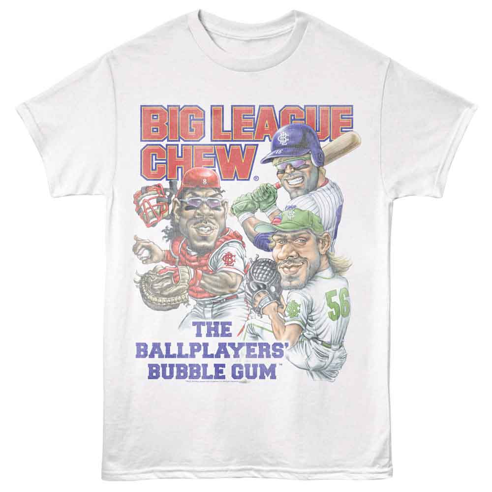 Big League Chew - Batter Catcher Pitcher - American Classics - White Solid Adult Short Sleeve T-Shirt