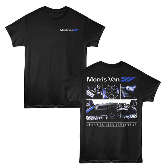 British Motor Heritage - Morris Van - American Classics - 2-Sided Print Black Adult Short Sleeve T-Shirt
